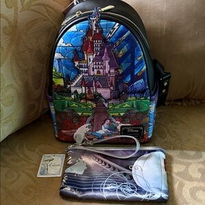 Loungefly Disney Princess Castle Series Belle Double Strap Shoulder Bag NWT